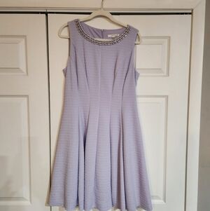 Studio One Lilac Textured Dress with Pearl Neckline